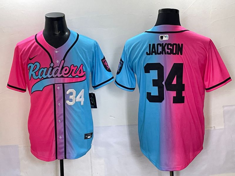 Men 2025 Oakland Raiders #34 Jackson Blue pink Nike Limited NFL Jersey 005->oakland raiders->NFL Jersey